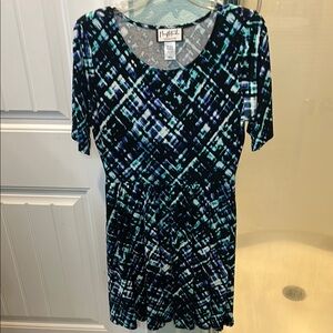 Mary McFadden Black and Blue Asymmetrical Dress